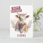 Vibes de printemps Carte d'anniversaire de vache (Debout devant)