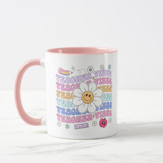 Vibes d'enseignant rétro Appréciation Mug (Gauche)