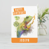 Vibes d'été Chameleon Carte d'anniversaire (Debout devant)