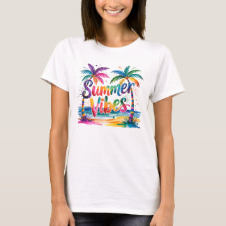 Vibes D'Été Colorées Avec T-shirt Palm Trees