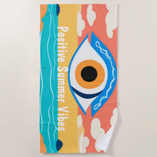 Vibes d'été Evil Eye moderne Plage serviette (Devant)