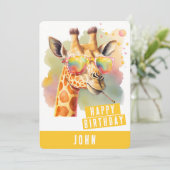 Vibes d'été Giraffe Carte d'anniversaire (Debout devant)