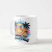 Vibes d'été Mug Neon Visage souriant, Design color (Devant gauche)