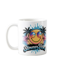 Vibes d'été Mug Neon Visage souriant, Design color