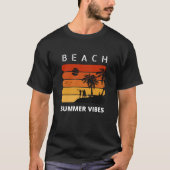 Vibes d'été Orange Retro Beach T-Shirt (Devant)