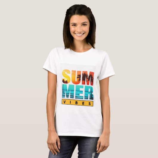Vibes d'été T-shirt design - brillant, amusant (Devant entier)