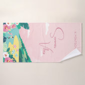 Vibes d'été Tropical Rose Nom personnalisé Plage (Serviette de bain)