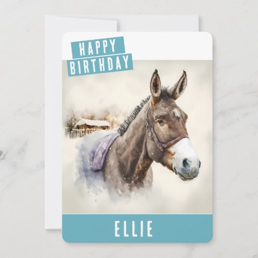 Vibes d'hiver Carte d'anniversaire d'âne (Devant)