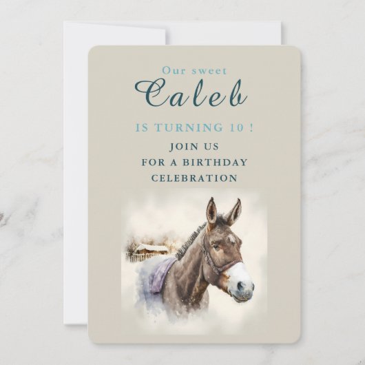 Vibes d'hiver Donkey - Carte d'invitation d'annive (Devant)