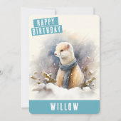 Vibes d'hiver Ermine Carte d'anniversaire (Devant)