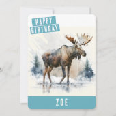 Vibes d'hiver Moose carte d'anniversaire (Devant)
