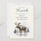 Vibes d'hiver Moose - Carte d'invitation d'anniver (Devant)