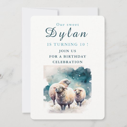 Vibes d'hiver Mouton - Carte d'invitation d'annive (Devant)