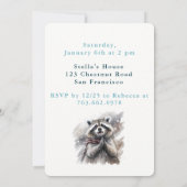 Vibes d'hiver Raccoon - Carte d'invitation d'anniv (Dos)