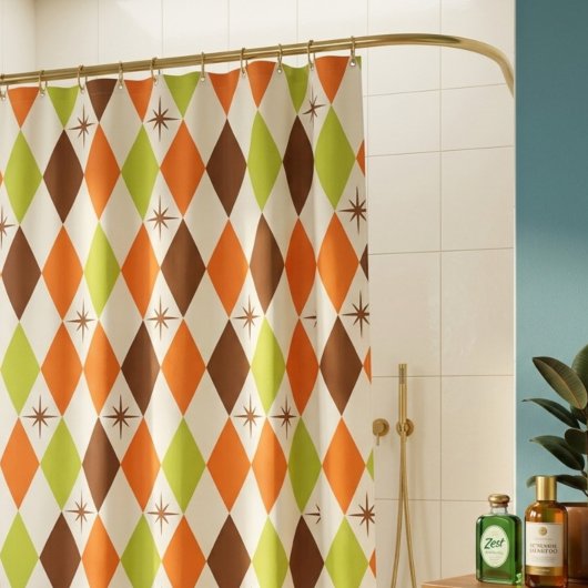 Vibes du Milieu du Siècle – Rideau de Douche Géomé