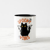 Vibes éffrayantes Chat Face Halloween Mug (Centre)
