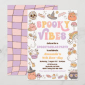 Vibes éffrayantes Invitation de fantôme Halloween (Devant / Derrière)