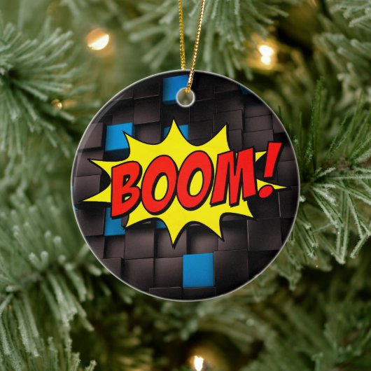  Vibes Explode: Retro Comic Text Effect Keramisch Ornament (Boom)