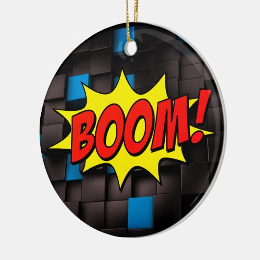  Vibes Explode: Retro Comic Text Effect Keramisch Ornament (Links)