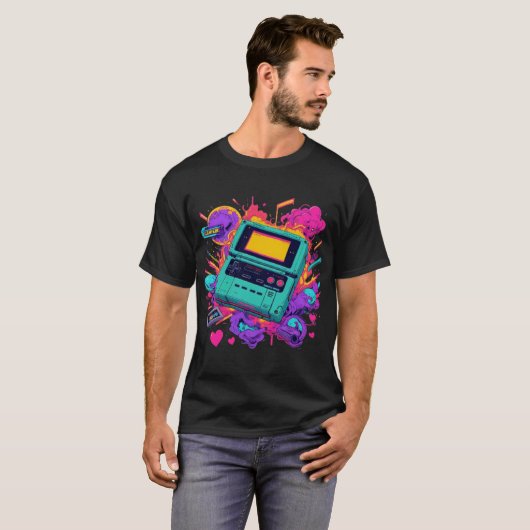 Vibes Gamer Retro - T-Shirt Neon Arcade des années (Devant entier)