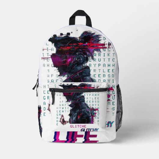 "Vibes Glitchy - sac à dos Art numérique" (Recto)