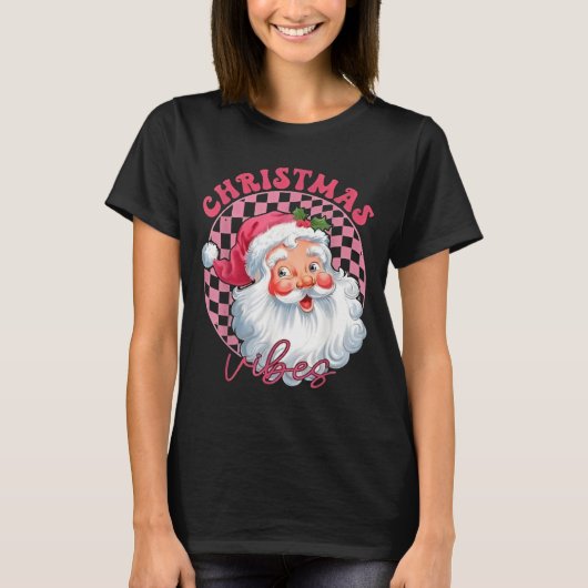Vibes Groovy Pink Santa T-shirt (Voorkant)