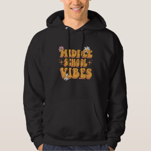 Vibes Groovy Retro Flowers leraar middelbare schoo Hoodie