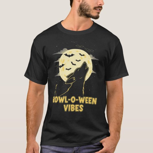 Vibes Howl-o-ween - Funny Chien Halloween T-Shirt (Devant)