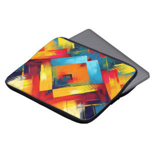 vibes in kleuren: stijlvolle geometrische vormen laptop sleeve