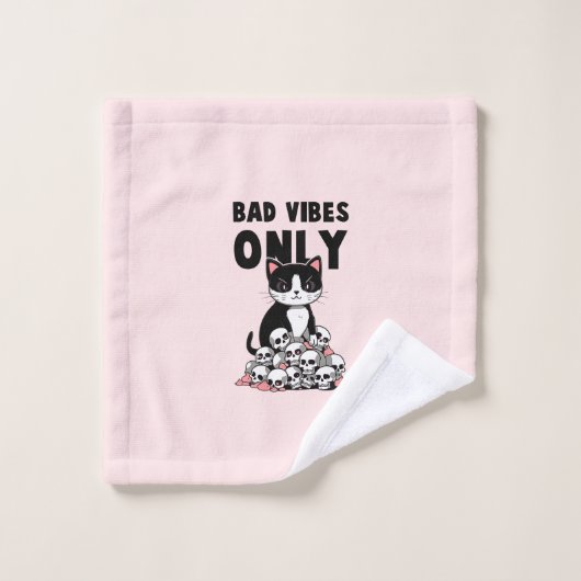Vibes incorrectes uniquement - Chat et crânes (Gant de toilette)