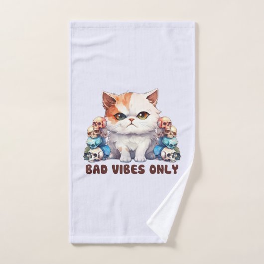 Vibes incorrectes uniquement - Fierce Chat & Skuls (Serviette à main)