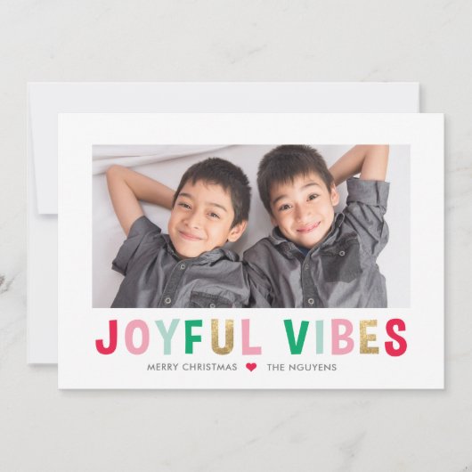 Vibes Joyeuses Editable Color Holiday Carte photo (Devant)