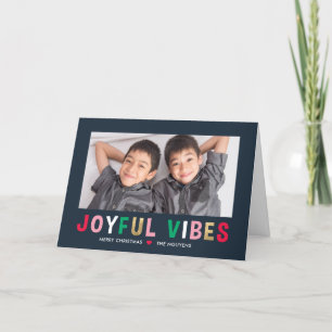 Vibes Joyeuses Editable Couleur Plié Carte Holiday