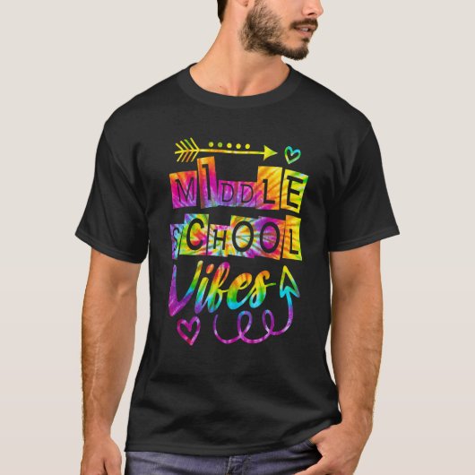Vibes middelbare school terug naar school Tie Dye T-shirt (Voorkant)