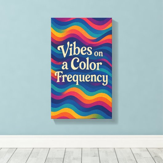 Vibes op een kleurfrequentie | Abstracte-golfcanva Canvas Afdruk (Insitu (Houten vloer))