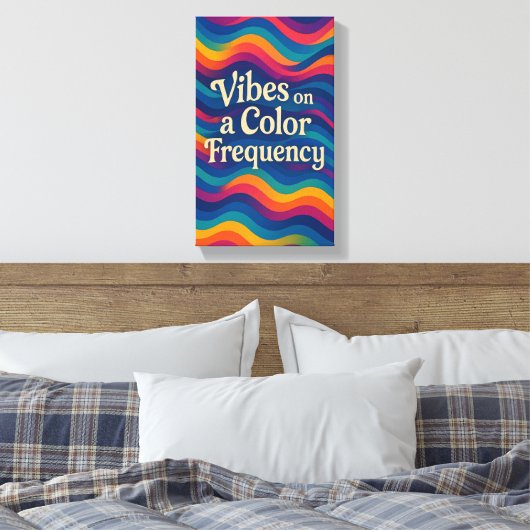 Vibes op een kleurfrequentie | Abstracte-golfcanva Canvas Afdruk (Insitu (Slaapkamer))