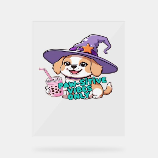 Vibes Paw seulement - Chien mignon avec thé à bull (Recto)