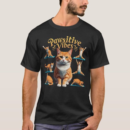 Vibes Pawsitive Chat Yoga T-Shirt : Amoureux de le (Devant)