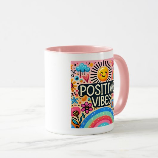 Vibes positives, Mug coloré (Devant droit)