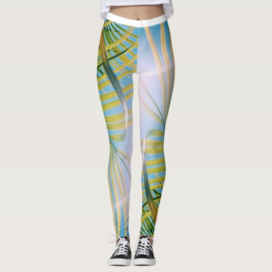 Vibes positives Palm Tree Leggings ensoleillés (Devant)