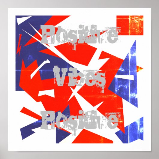 Vibes positives Rouge Bleu blanc Poster d'art Abst (Devant)