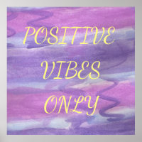 Vibes Positives Seulement Purple Aquarelle Poster