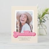 Vibes rétro (rose) Faire-part d'obtention d'un dip (Debout devant)