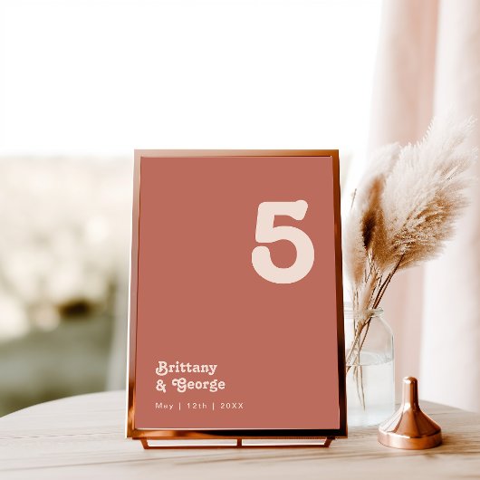 Vibes rétro simples | Ancien numéro de table Rose