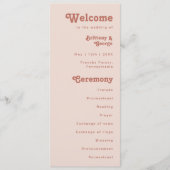 Vibes rétro simples | Blush Pink Wedding Programme (Devant)