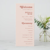 Vibes rétro simples | Blush Pink Wedding Programme (Debout devant)