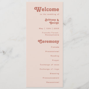 Vibes rétro simples   Blush Pink Wedding Programme