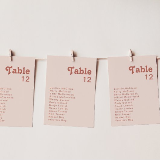 Vibes rétro simples | Graphique Numéro de table ro