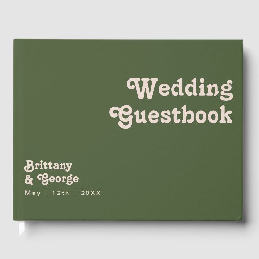 Vibes rétro simples | Livre d'or du Mariage vert (Recto)