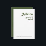 Vibes rétro simples | Mariage vert olive<br><div class="desc">Cette simple vidéo rétro | carte conseil vert olive est parfait pour vos classiques vintage tonalités terre mariage. L'aménagement comprend une police boho rustique hippie minimaliste. La palette neutre de couleurs du désert du sud-ouest et le lettrage bohème terreux du milieu du siècle se combinent pour un design parfait et...</div>